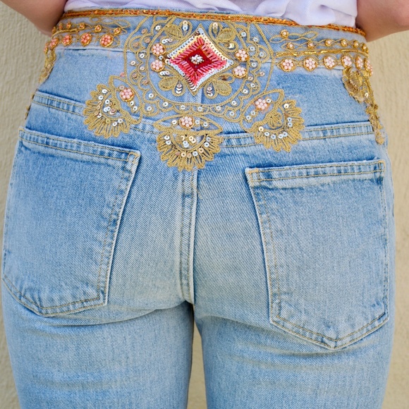 Free People Embellished Sequin High Waist Jeans - Picture 1 of 10